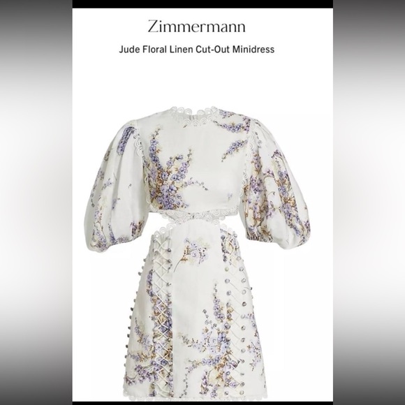 Zimmermann Jude Floral Linen Cut-out minidress - Picture 7 of 12